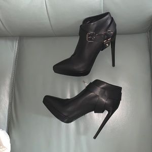 Sergio Rossi® Black Texas Leather Harness Ankle Boots